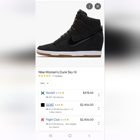 Pre-owned Nike Women's Dunk Sky Hi Embossed Sneaker, Black, 6.5 - Picture 14 of 17